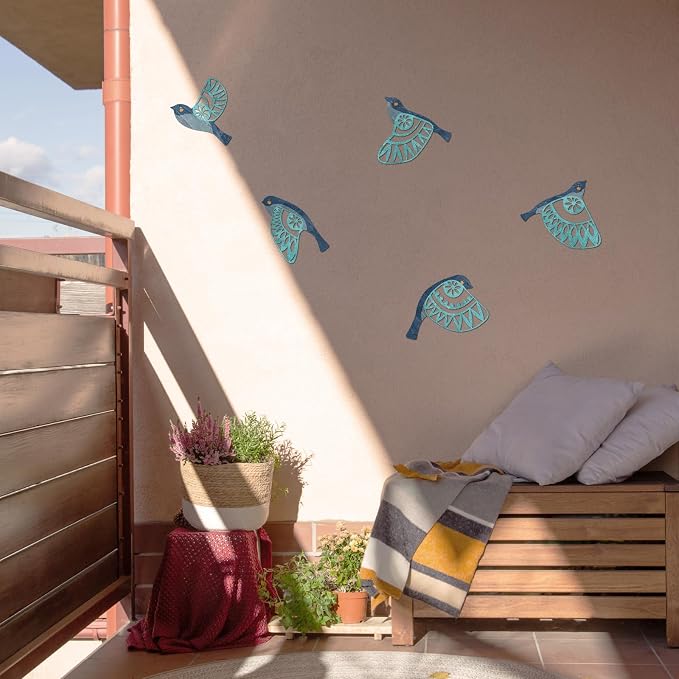 Metal Bird Wall Art for Bathroom - Farmhouse Rustic Flying Birds Wall Decor Arts - Folk Scandinavian Great Gift Home Decor for Indoor Outdoor Yard