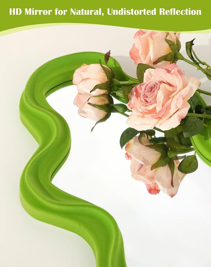 Small Fun Cloud Wall Mirror for Classroom,Whimsical Green Room Decor | 16x10",Soft Velvet-like Touch,Cute Whimsy Room Decor for Teen Girls,Wall Mounted Mirror for Shabby Chic Bedroom Playroom