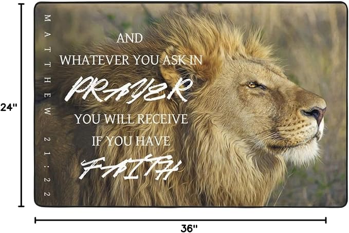VIVACITE Prayer Mat Christian Prayer Rug for Prayer Room Décor Essentials | Thick Padded Half-Inch Foam with Knee Support, Faith Based Christian Gifts for Women Men, Bible Verse Matthew 21:22, 36"X24"