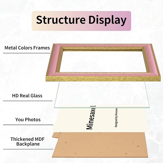 4x6 Picture Frame - Blush Pink Fabric & Vintage Gold Border HD Real Glass with Easel for Tabletop/Wall (Family Photos, Bedroom Decor 1 Pack)