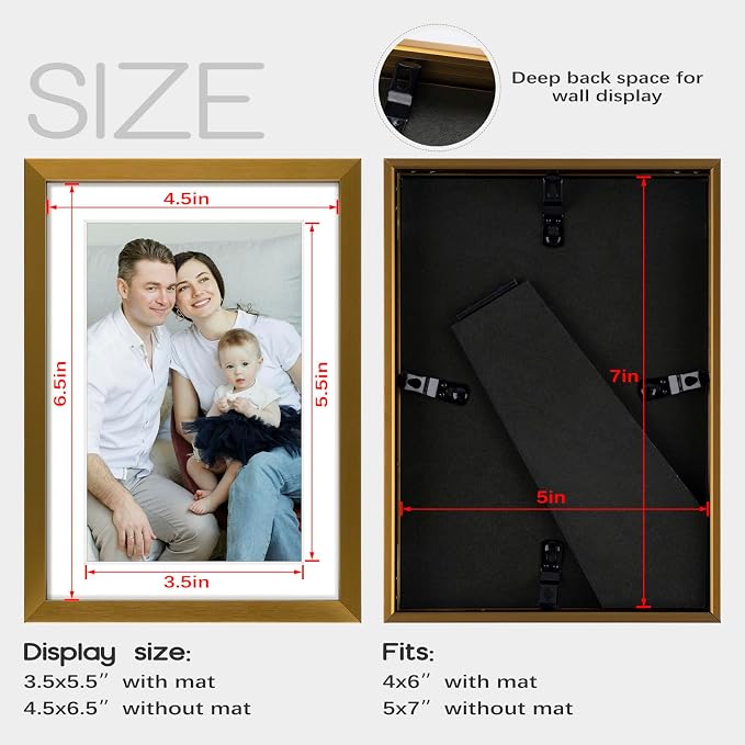Frametory 5x7 Bronze Aluminum Metal Picture Frame Mat for 4x6 Glass