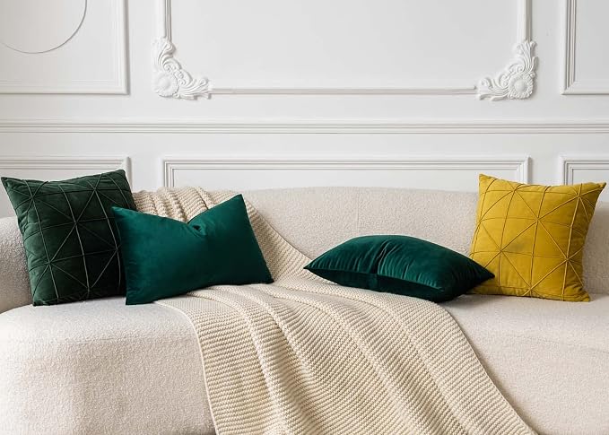JUSPURBET 14x24 Velvet Decorative Throw Pillow Covers Set of 2,Dark Green
