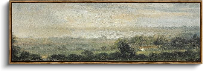InSimSea Extra Large Framed Wall Art, Wild Field Sky Prints, 12x36inch | Vintage Landscape Living Room Country Farmhouse Decor, Scenery Canvas Paintings Long Picture for Bedroom Above of Bed