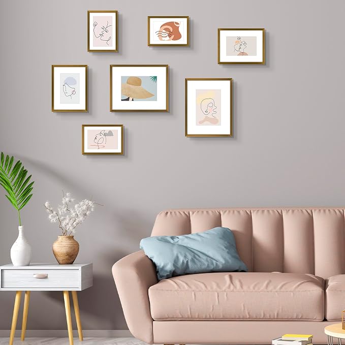 Frametory 6x8 Bronze Aluminum Metal Picture Frame Mat for 4x6 Glass
