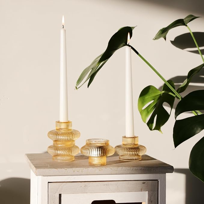 VOHO 12pcs Gold Candlestick Holders for Fall Thanksgiving Christmas Decor
