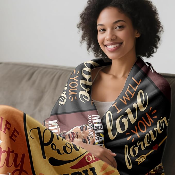 African American Gifts for Wife from Husband Blanket 60"X50", Dope Black Wife Birthday Gift Ideas, Wedding for Women, Afro Inspirational Gifts Idea for Wifey Valentines Day