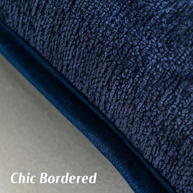 FUTEI Pack of 2 Chenille Soft Throw Pillow Covers 20x20 Inch, Navy Blue