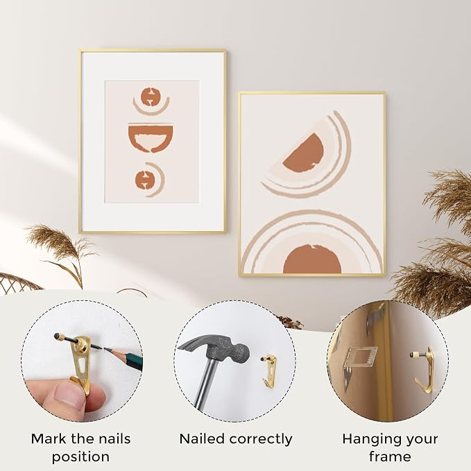 16x20 Metal Picture Frame with 11x14 Mat, Brushed Aluminum Finish, Tempered Glass Front, and Attached Hanging Hardware - Versatile Wall Display Frames for Vertical or Horizontal Orientation(Rose Gold,