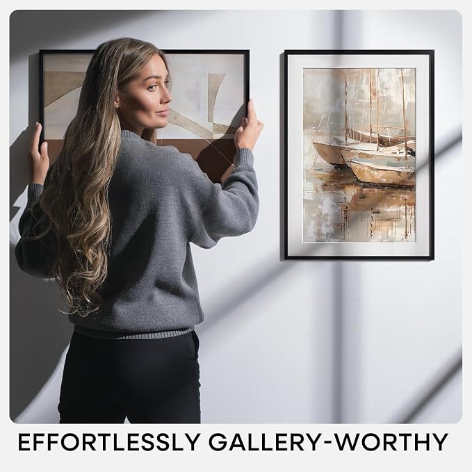 Homeforia 14x18 Black Picture Frame, High-End Metal, 12x16 Mat, Glass