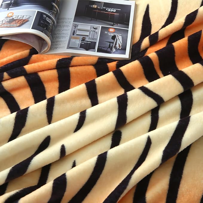 MERRYLIFE Tiger Stripe Print Throw Blanket for Couch Sofa Throw Size 50"60" | Animal Print, Ultra-Plush Soft, Decorative Colorful Travel Blanket, farmhouse, Gift Choice, Home Bed Use