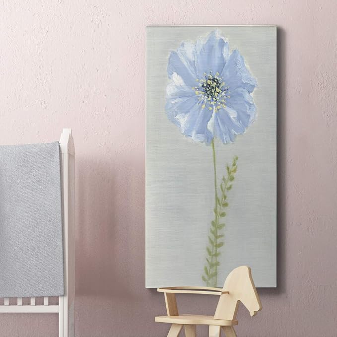 Renditions Gallery Canvas Floral Wall Art Modern Paintings & Prints Decor Premium Jardin Bleu Abstract Glam Romantic Botanical Wall Hanging for Bedroom Office Kitchen - 12"x24" LT43