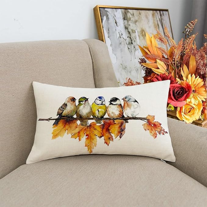 RABUSOFA Fall Outdoor Pillow Covers 12x20 Inch Waterproof Outdoor Thanksgiving Maple Leaf Decor Lumbar Pillow Covers Polyester Fall Decoration for Home Couch