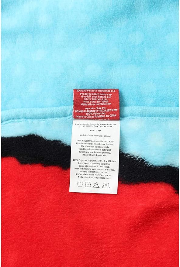 Silver Buffalo Peanuts Snoopy and Woodstock, Fleece Throw Blanket, 45x60in | Soft and Cozy, 180 GSM