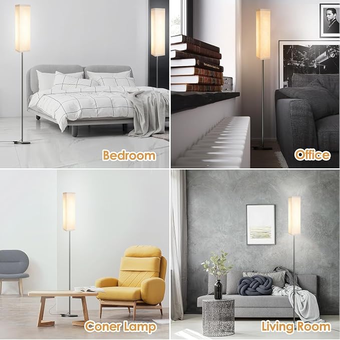 Modern Tall Floor Lamp with Remote for Bedroom Living Dimmable LED
