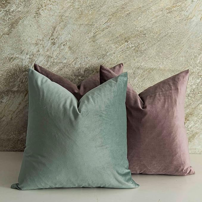 Mulberry Decorative Velvet Throw Pillow Covers 26x26 inch Set of 2 with Zipper Luxury Soft Solid Square Cushion Covers Case for Sofa Couch Bed Living Room