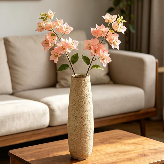 Hosley 16 in High Enamel Finish Metal Vase, Ideal for Dried Flowers Gift for Floral Arrangements Wedding Home Spa Votive Candle Gardens