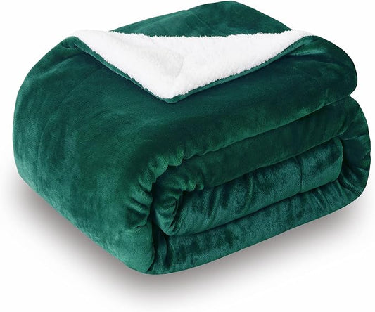 SOCHOW Sherpa Fleece Throw Blanket, Green, 50x60 inches | Double-Sided Super Soft Luxurious Plush Blanket Throw Size