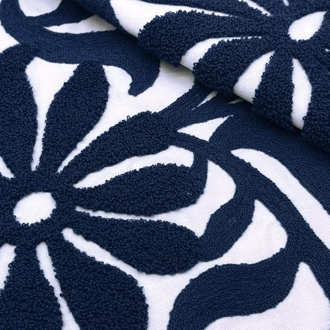 Alysheer Floral Embroidered Throw Pillow Cover 18"x18" 1pc, Navy Blue