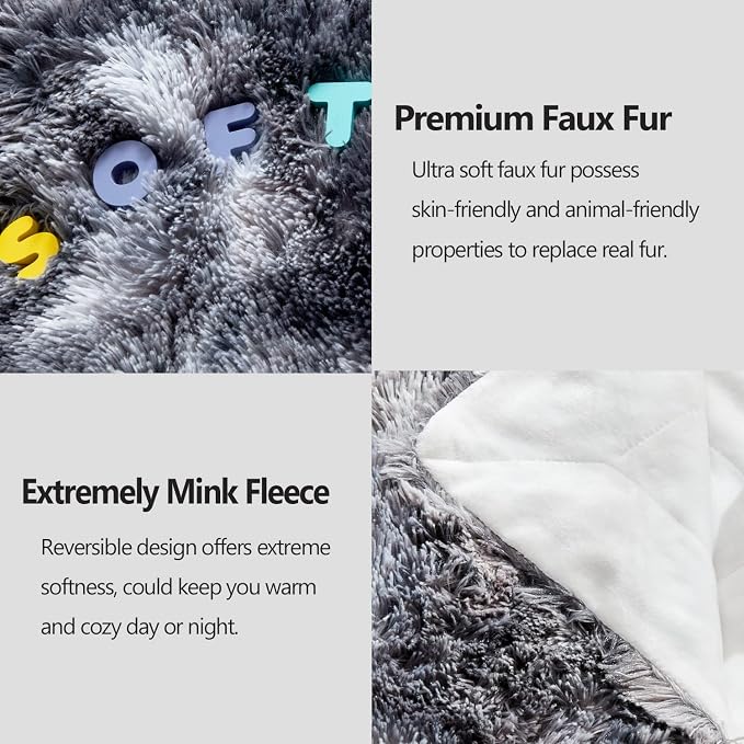 GONAAP Fuzzy Faux Fur Throw Blanket for Couch, Marble Black, 50"x60" | Warm Cozy Plush Shaggy Decorative Reversible Thick Non-Heated Fleece Blanket for Sofa Bed, Gift for Women Men, All Season Use