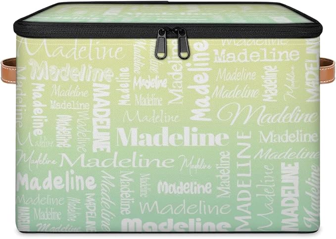 Storage Basket Custom Name, Personalize Keepsake Box, Yellow Green