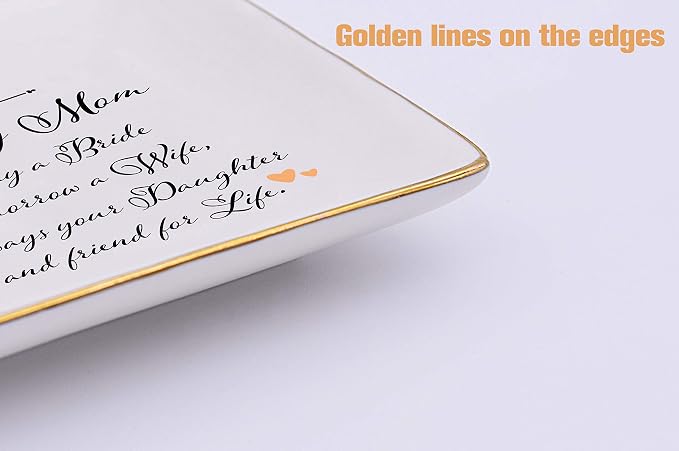Topthink Gifts for Mother of The Bride – Thank You Gifts for Mom-Wedding Present for Mother - Bridal Shower Present-Today A Bride-Ceramic Jewelry Holder Ring Dish Trinket Tray