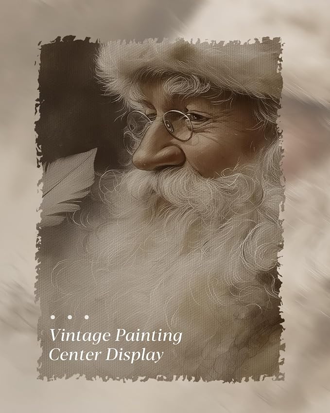 WHASAYART Gold Framed Vintage Wall Art Christmas Decorations Santa Claus Canvas Prints, Vintage Home Decor, Farmhouse Painting Picture, Bathroom Wall Decor Christmas Gifts for Family 16L x 12W