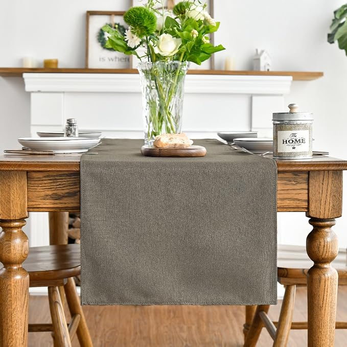 Artoid Mode Coffee Brown Table Runner, Seasonal Fall Washable Kitchen Dining Table Decoration for Home Party Decor 13x120 Inch