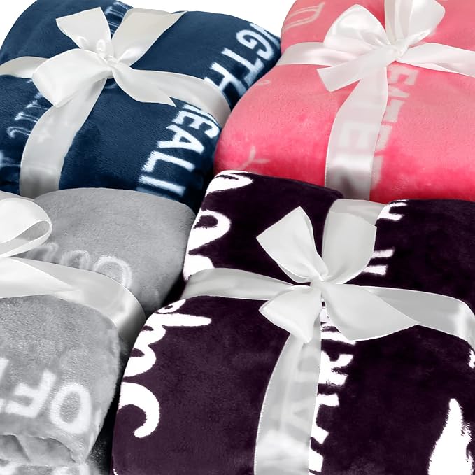 MACEVIA Breast Cancer Gifts for Women Sherpa Fleece Healing Thoughts Reversible Throw Blanket Super Soft & Warm Get Well Breast Cancer Gifts for Women Inspirational Mom Gifts (50"x60", Pink) | Healing Thoughts Reversible Throw Blanket Super Soft & Warm...