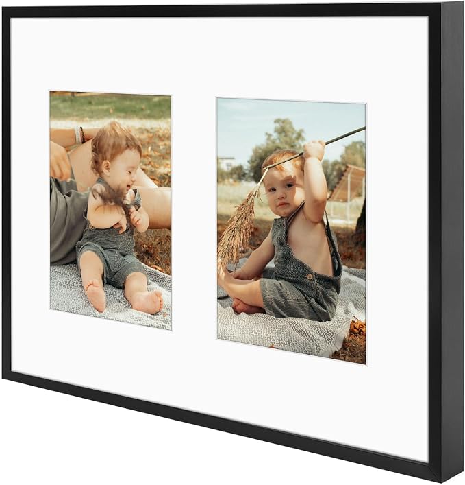 Golden State Art 11x14 Collage Frame w/Mat for 2 5x7 Photos Black 2 Pack