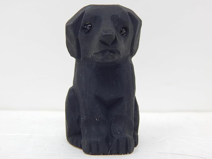 Selsela Hand-Carved Black Lab Figurine - Retriever Wooden Dog Puppy Figurine, Handcrafted Statue, Unique Dog Lover Gift & Home Decor Accent