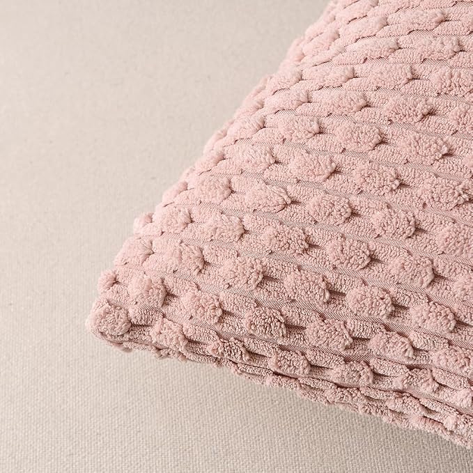 Fancy Homi 2 Packs Dusty Pink Decorative Throw Pillow Covers 12x12 Inch for Couch Bed Sofa, Modern Farmhouse Boho Home Decor, Soft Cute Plush Corduroy Cushion Case 30x30 CM