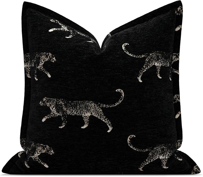 Double Sided Cheetah Pattern Throw Pillow Cover 22x22 Inch, Luxury Reversible Design Pillow Covers with Invisible Zipper for Sofa Bed Bedroom Living Room Home Decor