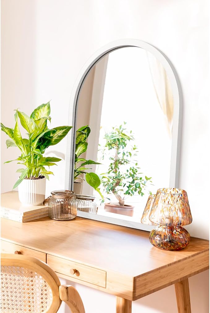 Arch Mirror, Rustic Wall Mounted Wood Frame Vintage Mirrors, Decor Farmhouse for Entryway Bedroom Bathroom Living Room Large 20"×16"