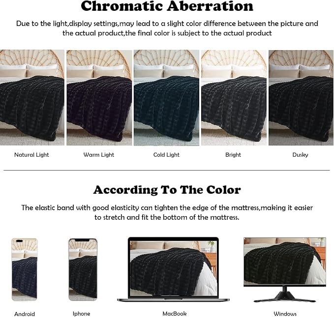 NEWCOSPLAY Faux Fur Fluffy Bubble Twin Blanket for Couch, Black, 60"x80" | Soft Thick Warm Bubble Blanket for Couch Sofa Bed 550GSM, Plush Cozy Luxury Decorative Throw, Gift for Women Men