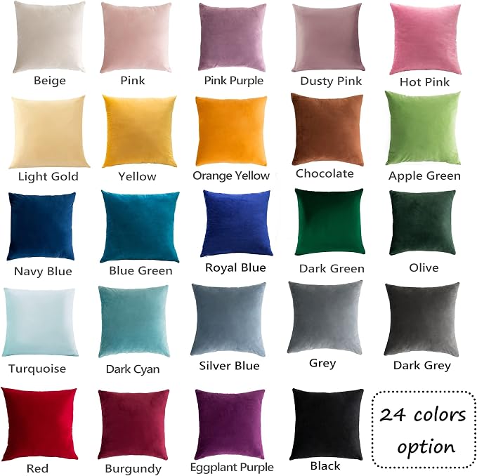 Stellhome Soft Velvet Throw Pillow Covers Square Decorative Cushion Covers for Bed Couch Sofa Bench, 16 x 16 inch (40 x 40 cm), Light Gold, Pack of 2