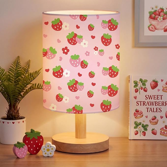 VIHOSE Strawberry Kids Table Lamp for Bedroom Kids Lamps for Girls Room