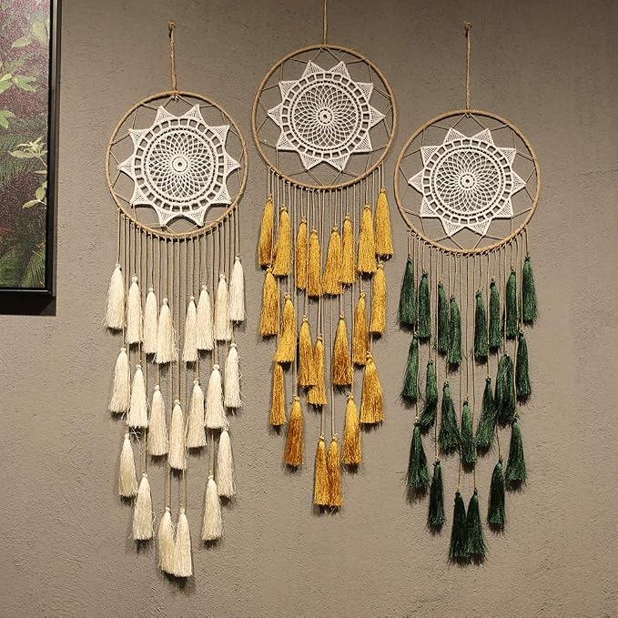 Artilady Macrame Dream Catcher Wall Hanging, Large Boho Green Room Decor