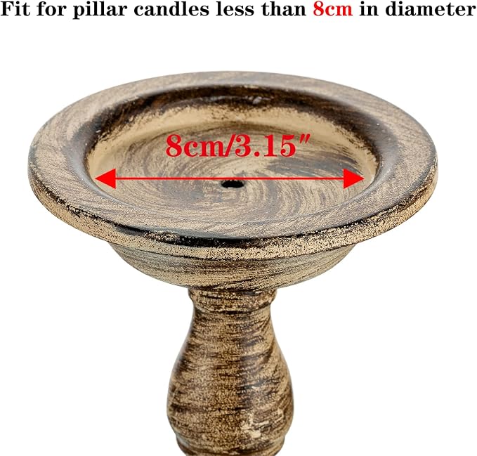 Sziqiqi Vintage Pillar Candle Holders Distressed Metal Candleholder Set