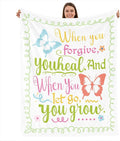 TURMTF Inspirational Butterfly Blanket When You Forgive You Heal, When You Let Go You Grow, Soft Cozy Fleece Throw for Women, Religious Motivational Gift for Mom Wife Grandma Friend, Home Decor
