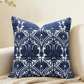 Slow Cow Embroidered Blue Throw Pillow Cover Geometric Decorative Cushion Covers for Sofa 18 x18 Inches