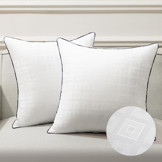 Phantoscope 20x20 Pillow Inserts - Throw Pillow Inserts with 100% Cotton Jacquard Cover - 20 Inch Bed and Couch Pillows Square Form Throw Pillows, Pack of 2