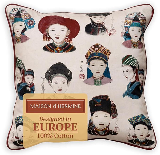 Maison d' Hermine Throw Pillow Covers 100% Cotton (18" x 18" - Pack of 1)