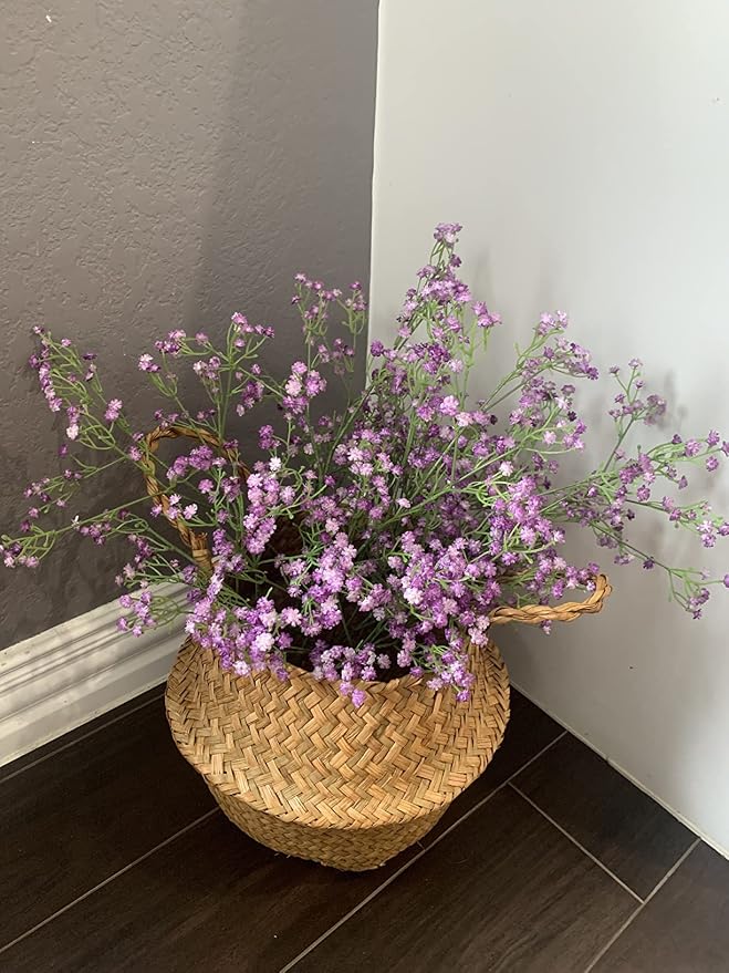 15 PCS Babys Breath Artificial Flowers Fake Babys Breath Flowers Artificial Bulk Purple Gypsophila Bouquets Real Touch Faux Flowers for Wedding Floral Arrangement Party Home Decoration