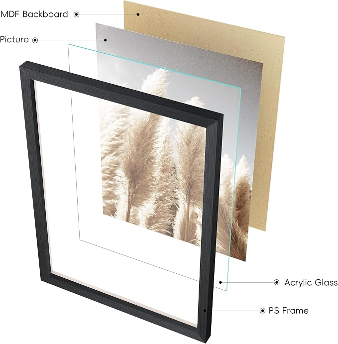 Gallery Wall Frame Set, 8 Pack Multi-color Picture Frame, Small | Collage Pampas Grass Prints Wall Art Decor for Living Room, Entryway, Stairway, Bedroom, Assorted Size