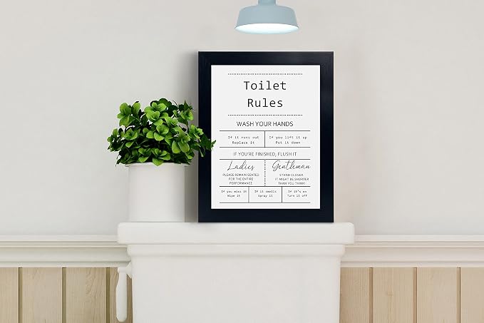 YongArt Toilet Rules Quotes Bathroom Sign - Funny Bathroom Decor Bathroom Signs, Funny Bathroom Wall Art, Bathroom Decor Signs, Funny Bathroom Signs, Toilet Art, Guest Bathroom Wall Decor