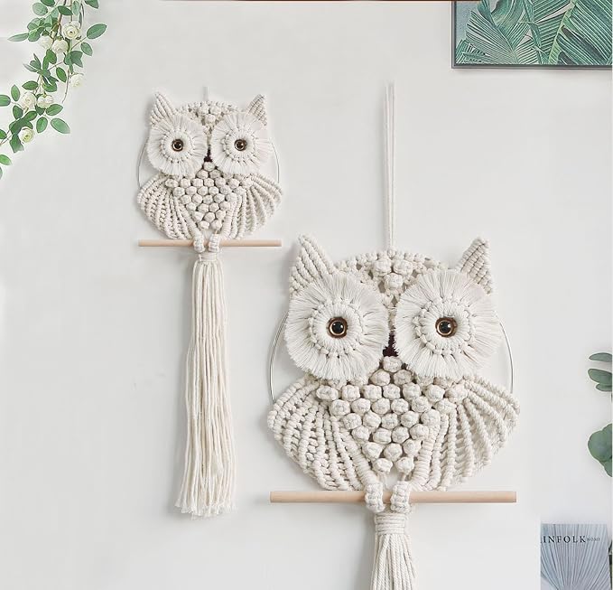 Achart Owl Macrame Wall Hanging-Hand Woven Boho Tapestry-Macrame Wall Decor