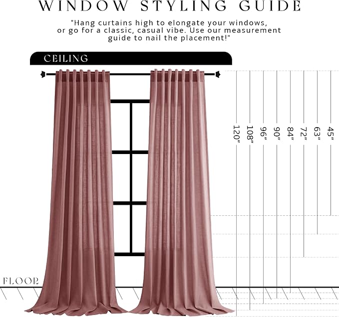 Jowels Canyon Rose Linen Curtains 84 Inch Long 2 Panels for Living Room | Pink Light Filtering Sheer Curtain, Back Tab Pocket Pleated Look, Boho Farmhouse Textured Privacy Drapes for Bedroom Window