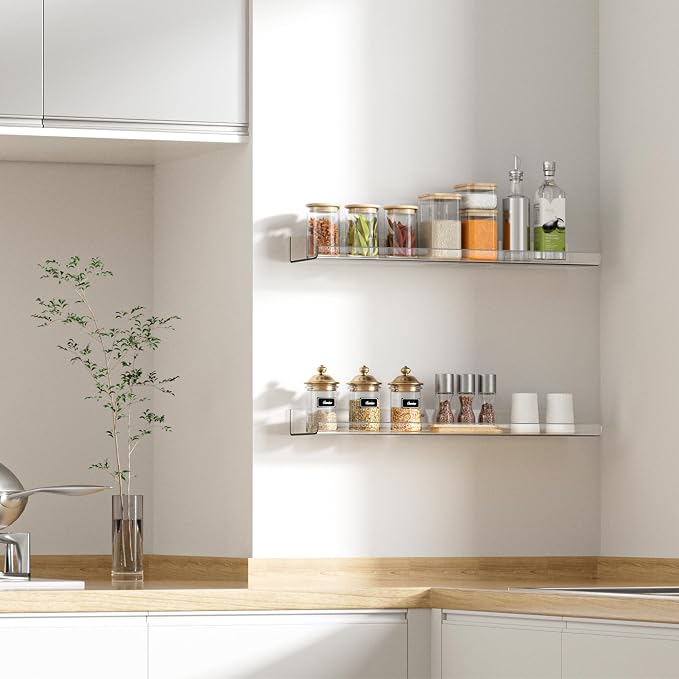 upsimples 23.6" Acrylic Shelves for Wall Storage and Organizer, 2 Pcs
