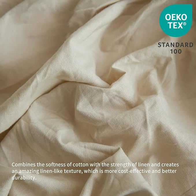 BISELINA French Linen Bed Skirt with Pleated Frills 22-Inch Tailored Drop Natural Flax Cotton Blend Dust Ruffle Soft Cozy Farmhouse Bedding (22" California King, Ruffle Linen)