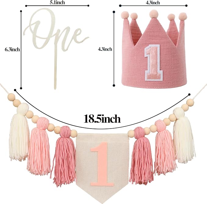 JUIIZAY First Birthday Decorations Highchair Banner 1st Birthday Girl
